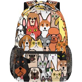 School Laptop Backpack Dog Print for Girls Kids Boys Cartoon Dog Lightweight Bookbag Elementary College Travel Hiking Daypack Backpacks for Women Men
