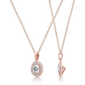 Amazon Collection Platinum Plated Sterling Silver Halo Pendant Necklace set with Round Cut Infinite Elements Cubic Zirconia in Saudi Arabia
