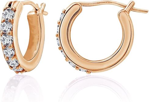 Amazon Collection Platinum or Gold Plated Sterling Hoop Earrings set with Round Cut Infinite Elements Cubic Zirconia in Saudi Arabia