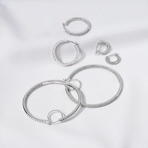 Amazon Collection Platinum or Gold Plated Sterling Hoop Earrings set with Round Cut Infinite Elements Cubic Zirconia in Saudi Arabia