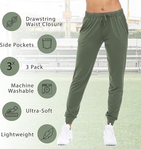 بنطال الركض للنساء من Essential Elements - 3 قطع من سراويل بيجامة سليب لاونج كاجوال للنوم in Kuwait