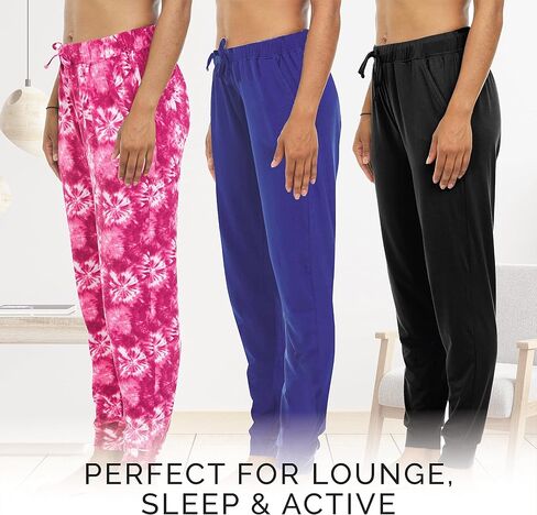 بنطال الركض للنساء من Essential Elements - 3 قطع من سراويل بيجامة سليب لاونج كاجوال للنوم in Kuwait