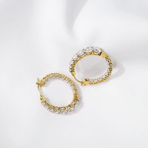 Amazon Collection Rose Gold Plated Sterling Silver Hoop Earrings set with Graduated Infinite Elements Cubic Zirconia (3.76 cttw), 1" Diameter in Saudi Arabia