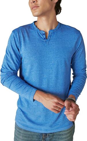 Lucky Brand Men's Venice Burnout Long Sleeve Notch Neck in Saudi Arabia