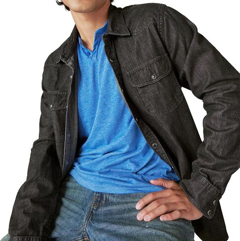 Lucky Brand Men's Venice Burnout Long Sleeve Notch Neck in Saudi Arabia