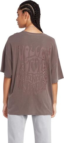 تي شيرت نسائي من Volcom بأكمام قصيرة My Guys، رمادي داكن، مقاس واحد in Saudi Arabia