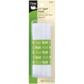 Dritz 9326W Sport Knit Elastic, White, 1-1/4-Inch by 1-Yard