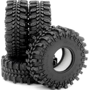 HOBBYSOUL 1.0 Tires 64 * 25mm 1.0 Mud Slingers Tires Super Soft Sticky 1.0 Crawler Tyre For RC 1/18 TRX4M 1/24 SCX24 FCX24 Upgrade