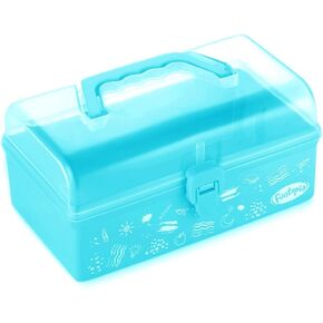 Funtopia Plastic School Supply Box, Art and Craft Storage Box, Tool Box for Kids, Children, Storage Container and Case with Latch and Handle, Perfect for Craft Items, Toys, Stationery and More - Blue
