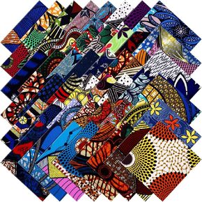 100 Pcs 10 x 10 Inches Cotton Fabric Square No Repeat Patchwork Fabrics Cotton Printed Craft Fabric Patchwork Bundles Quilting Fabric Craft for DIY Sewing Cloths Handmade Accessories (African)