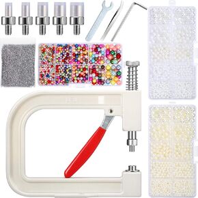Pearl Setting Machine and Hand Press Pearl Setting Tools, Beads Rivet Fixing Machine with Beads Screw Heads Tweezers for DIY Crafts Accessories in Kuwait