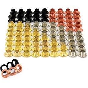 فتحات معدنية مقاس 3/16 بوصة من رامبرو، حلقات معدنية من الفولاذ المقاوم للصدأ مع لمسة نهائية من النحاس والفضي والنحاس والأسود، مجموعة مكونة من 100 قطعة in Kuwait