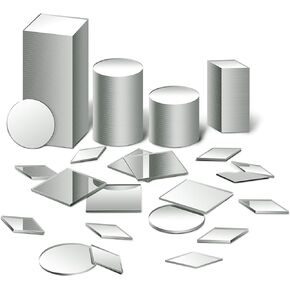 Geiserailie 300 Pieces 1 Inch 3 Shapes Mirror Mosaic Tile Round Diamond Square Mini Mosaic Mirrors DIY Glass Craft Decorative for Projects Crafts Supplies