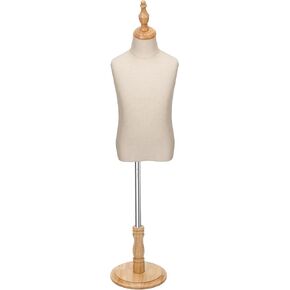 Child Mannequin, Kid Dress Form Mannequin Torso Adjustable Height Unisex Toddler Mannequin Body with Solid Wooden Base, for Clothing Dress Jewelry Display, (Brick red, 6-7 Years Old)