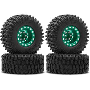 OGRC 1.0 Wheels Deep Dish Rims Negative Offset 7mm Wheels with New Compound 1.0 Tires for Axial SCX24 Gladiator Bronco C10 JLU Deadbolt RC Crawler Upgrades Parts (Black) in Kuwait