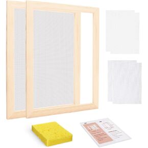 Worown A4 Wooden Paper Making Screen Kit,Paper Making Frames, Mould and Deckle for Paper Making, DIY Paper Crafts