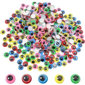 TOAOB 300pcs 6mm Plastic Wiggle Googly Eyes Self Adhesive Black Round Sticker Eyes DIY Arts Crafts Scrapbooking Accessories