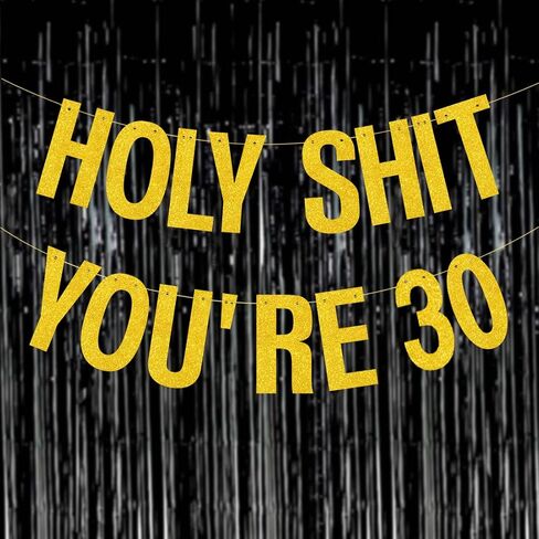 50th Birthday Decorations Banner for Women Men Pre-Strung Gold Glitter Birthday Party Decor Sign Funny 50th Bday Party Supplies Holy Shit You're 50 Birthday Banner Party Decoration in Saudi Arabia