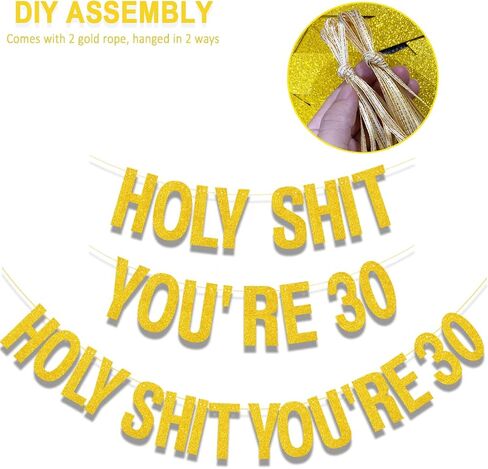 50th Birthday Decorations Banner for Women Men Pre-Strung Gold Glitter Birthday Party Decor Sign Funny 50th Bday Party Supplies Holy Shit You're 50 Birthday Banner Party Decoration in Saudi Arabia