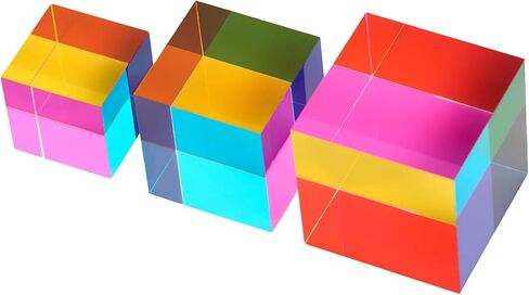 مكعب ألوان ZhuoChiMall CMY، 1.6 بوصة (40 مم) منشور أكريليك CMYcube لتزيين سطح المكتب أو المنزل أو المكتب، ألعاب تعلم العلوم هدايا تعليمية للأطفال in Kuwait