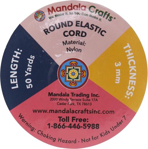 Elastic String for Masks 1/8 Inch Elastic Cord for Mask Ear Loops; 3mm 50 Yards Black Round Elastic Band by Mandala Crafts in Kuwait