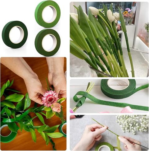 GLAMFIELDS Floral Arrangement Kit with Cutter, 5 Rolls 1/2" Wide Floral Tapes, 100 pcs 26 Gauge Floral Stem Wire, 1 Roll 22 Gauge Floral Wire for Bouquet Stem Wrapping and Floral Crafts in Kuwait