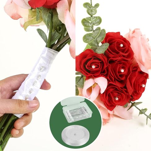 NESCCI Floral Arrangement Kit with Green Floral Tape and Wire,26 Gauge Floral Stem Wire,22 Gauge Floral Wire,Boutonniere Pin for Bouquet Stem Wrap Florist. in Saudi Arabia