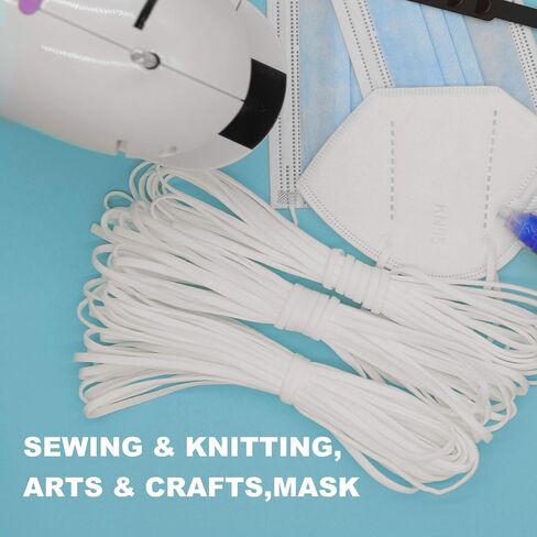 VANELC Elastic Bands for Sewing 1/4 inch 144-Yards Length,Braided Elastic Cord/Elastic Rope/Bungee/White Heavy Stretch Knit Elastic Spool for Sewing Crafts (White, 144 Yards) in Saudi Arabia