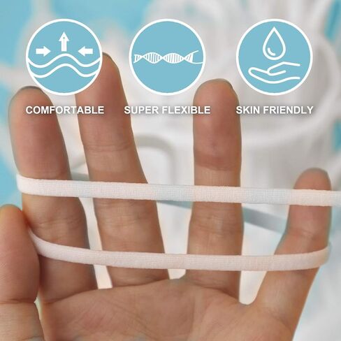VANELC Elastic Bands for Sewing 1/4 inch 144-Yards Length,Braided Elastic Cord/Elastic Rope/Bungee/White Heavy Stretch Knit Elastic Spool for Sewing Crafts (White, 144 Yards) in Saudi Arabia