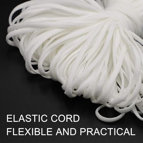 VANELC Elastic Bands for Sewing 1/4 inch 144-Yards Length,Braided Elastic Cord/Elastic Rope/Bungee/White Heavy Stretch Knit Elastic Spool for Sewing Crafts (White, 144 Yards) in Saudi Arabia