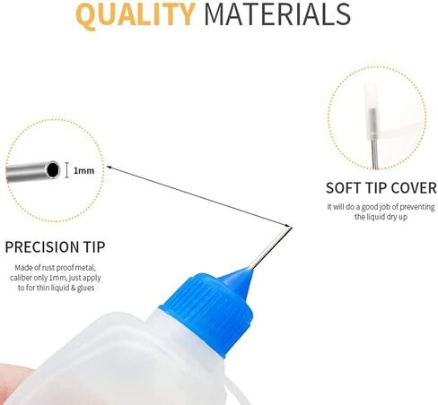 10 قطع 2 أونصة زجاجة ذات طرف دقيق 60 مل زجاجات غراء شفافة غطاء متعدد الألوان مع قطعتين قمع صغير، لطلاء الأكريليك بالحبر الكحولي in Kuwait