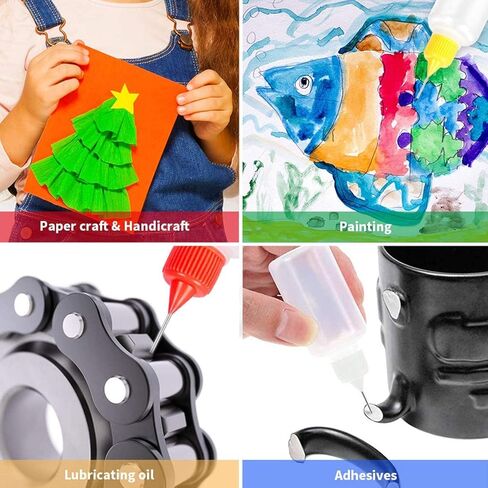 10 قطع 2 أونصة زجاجة ذات طرف دقيق 60 مل زجاجات غراء شفافة غطاء متعدد الألوان مع قطعتين قمع صغير، لطلاء الأكريليك بالحبر الكحولي in Kuwait