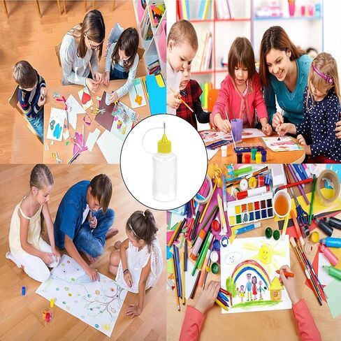 10 قطع 2 أونصة زجاجة ذات طرف دقيق 60 مل زجاجات غراء شفافة غطاء متعدد الألوان مع قطعتين قمع صغير، لطلاء الأكريليك بالحبر الكحولي in Kuwait