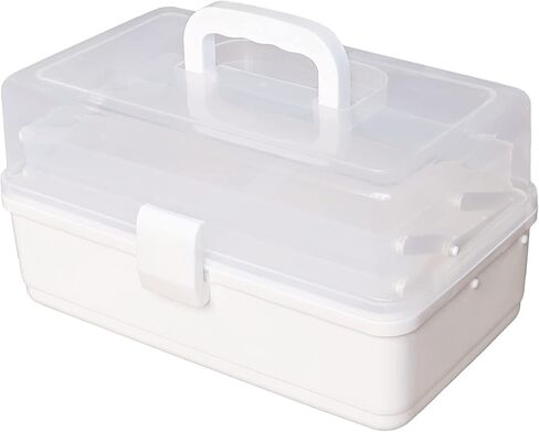 Sjqecyfv علبة مستلزمات الحياكة الفن الحرفية المنظمون صندوق تخزين 3 طبقة صندوق معالجة المنظم مسمار المنظم صندوق أدوات مع مقبض in Kuwait