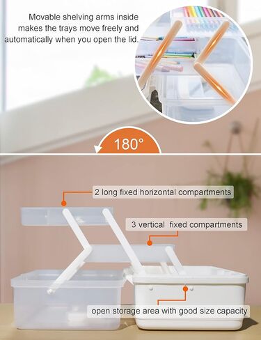 Sjqecyfv علبة مستلزمات الحياكة الفن الحرفية المنظمون صندوق تخزين 3 طبقة صندوق معالجة المنظم مسمار المنظم صندوق أدوات مع مقبض in Kuwait