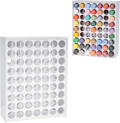 SANFURNEY 49 Holes Craft Paint Storage Organizer, Wall-Mounted Paint Holder for 2oz Acrylic Painting, Vertical Paint Rack Stand for Apple Barrel, Folkart -2oz Craft Paints, Black in Kuwait