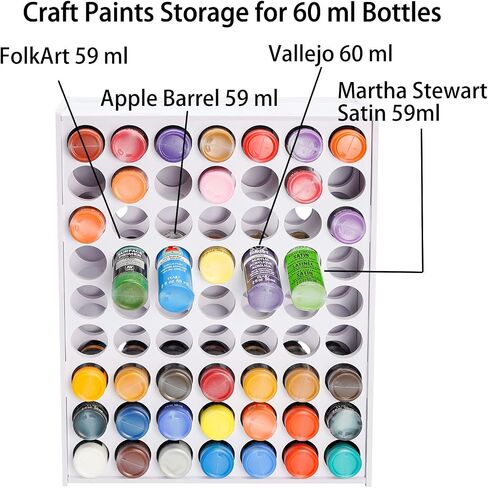 SANFURNEY 49 Holes Craft Paint Storage Organizer, Wall-Mounted Paint Holder for 2oz Acrylic Painting, Vertical Paint Rack Stand for Apple Barrel, Folkart -2oz Craft Paints, Black in Kuwait