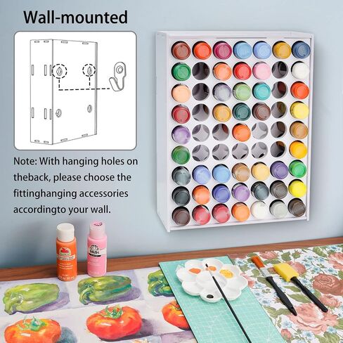 SANFURNEY 49 Holes Craft Paint Storage Organizer, Wall-Mounted Paint Holder for 2oz Acrylic Painting, Vertical Paint Rack Stand for Apple Barrel, Folkart -2oz Craft Paints, Black in Kuwait