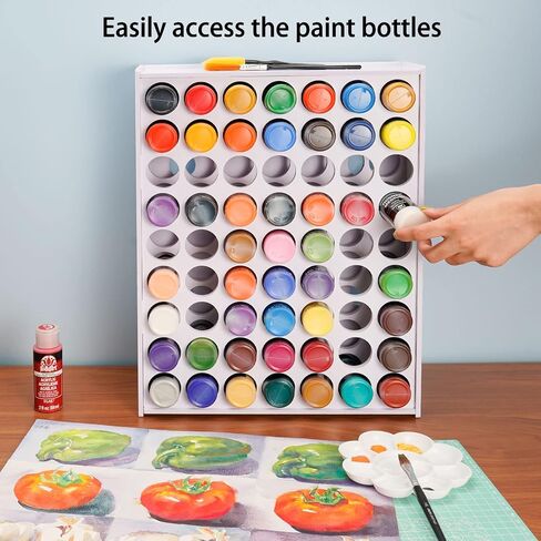 SANFURNEY 49 Holes Craft Paint Storage Organizer, Wall-Mounted Paint Holder for 2oz Acrylic Painting, Vertical Paint Rack Stand for Apple Barrel, Folkart -2oz Craft Paints, Black in Kuwait