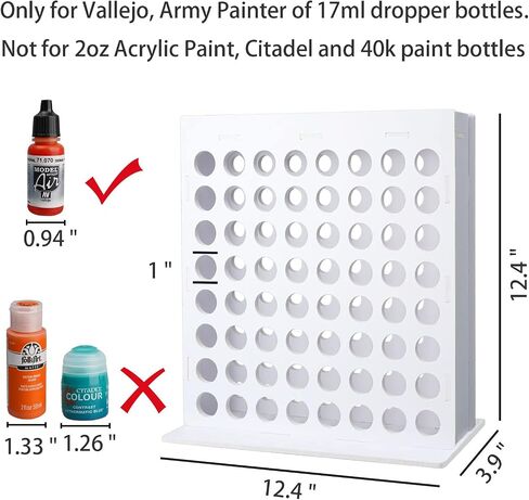 SANFURNEY 49 Holes Craft Paint Storage Organizer, Wall-Mounted Paint Holder for 2oz Acrylic Painting, Vertical Paint Rack Stand for Apple Barrel, Folkart -2oz Craft Paints, Black in Kuwait