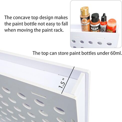 SANFURNEY 49 Holes Craft Paint Storage Organizer, Wall-Mounted Paint Holder for 2oz Acrylic Painting, Vertical Paint Rack Stand for Apple Barrel, Folkart -2oz Craft Paints, Black in Kuwait