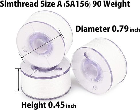 Simthread 25 قطعة من خيط بكرة ملفوفة باللون الأبيض مقاس A فئة 15 (SA156) 60WT مع صندوق تخزين بلاستيكي شفاف 70D/2 لآلة خيط الخياطة Brother التطريز DIY in Kuwait