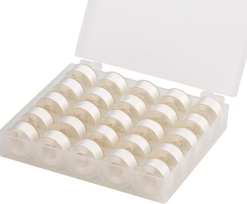 Simthread 144 Prewound Bobbin Thread Size L 60WT (SA155) for Husqvarna Viking pfaff Creative Vision Embroidery Machines Plastic Side - White in Kuwait