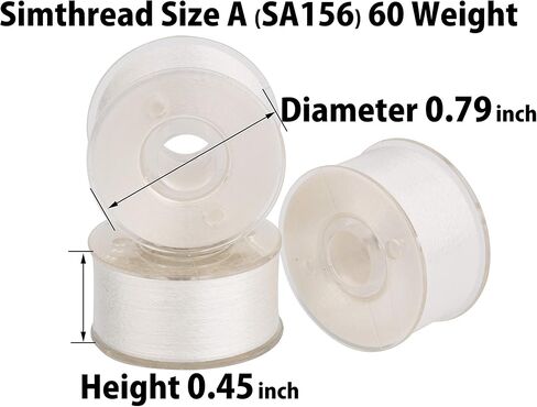 Simthread 144 Prewound Bobbin Thread Size L 60WT (SA155) for Husqvarna Viking pfaff Creative Vision Embroidery Machines Plastic Side - White in Kuwait