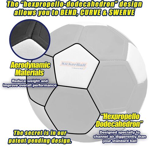 Kickerball - لعبة كرة القدم/كرة القدم المنحنية والمنحرفة - Kick Like The Pros، هدية رائعة للأولاد والبنات - مثالية للمباراة أو اللعبة الخارجية والداخلية in Kuwait