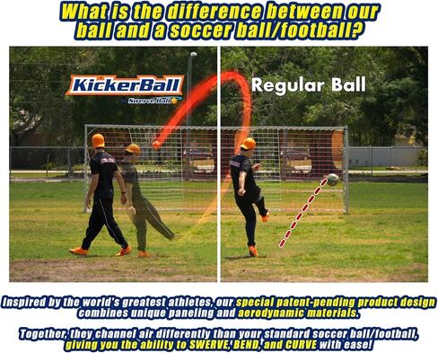 Kickerball - لعبة كرة القدم/كرة القدم المنحنية والمنحرفة - Kick Like The Pros، هدية رائعة للأولاد والبنات - مثالية للمباراة أو اللعبة الخارجية والداخلية in Kuwait