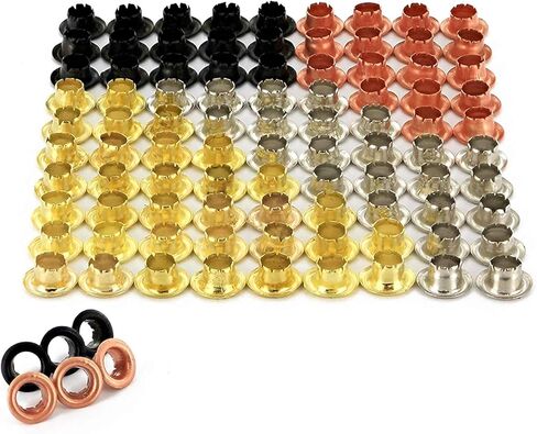 فتحات معدنية مقاس 3/16 بوصة من رامبرو، حلقات معدنية من الفولاذ المقاوم للصدأ مع لمسة نهائية من النحاس والفضي والنحاس والأسود، مجموعة مكونة من 100 قطعة in Kuwait