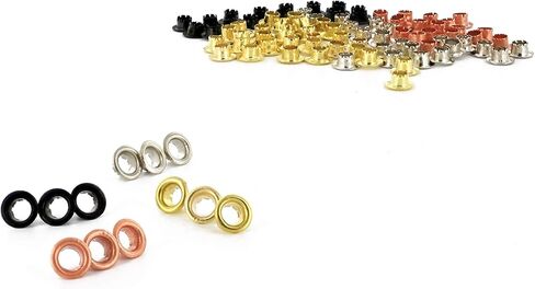 فتحات معدنية مقاس 3/16 بوصة من رامبرو، حلقات معدنية من الفولاذ المقاوم للصدأ مع لمسة نهائية من النحاس والفضي والنحاس والأسود، مجموعة مكونة من 100 قطعة in Kuwait