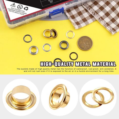 Hilitchi 200Pcs 1/2 Inch - 12mm Gun-Black Thicken Grommet Eyelets Metal Eyelets with Washers Assortment Kit, Hole Self Backing Eyelet for Bead Cores, Clothes, Leather, Canvas in Saudi Arabia