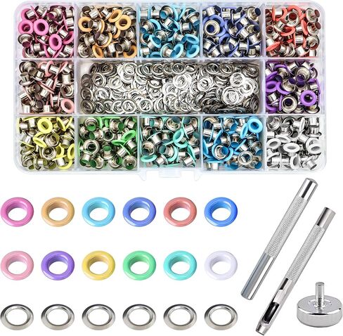 YHNTGB 600Pcs 3/16inch Metal Eyelets Grommets Kit with Tool,4 Colors in Kuwait